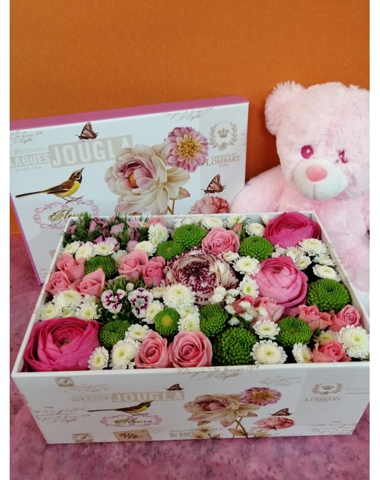  FLOWER BOX BIENVENIDA (incluye peluche)